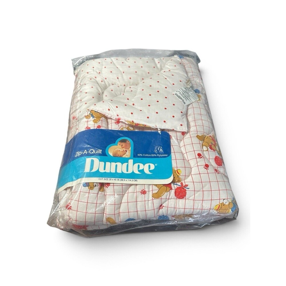 Vintage NEW Dundee Teddy Bear Toys comforter crib blanket 35x45